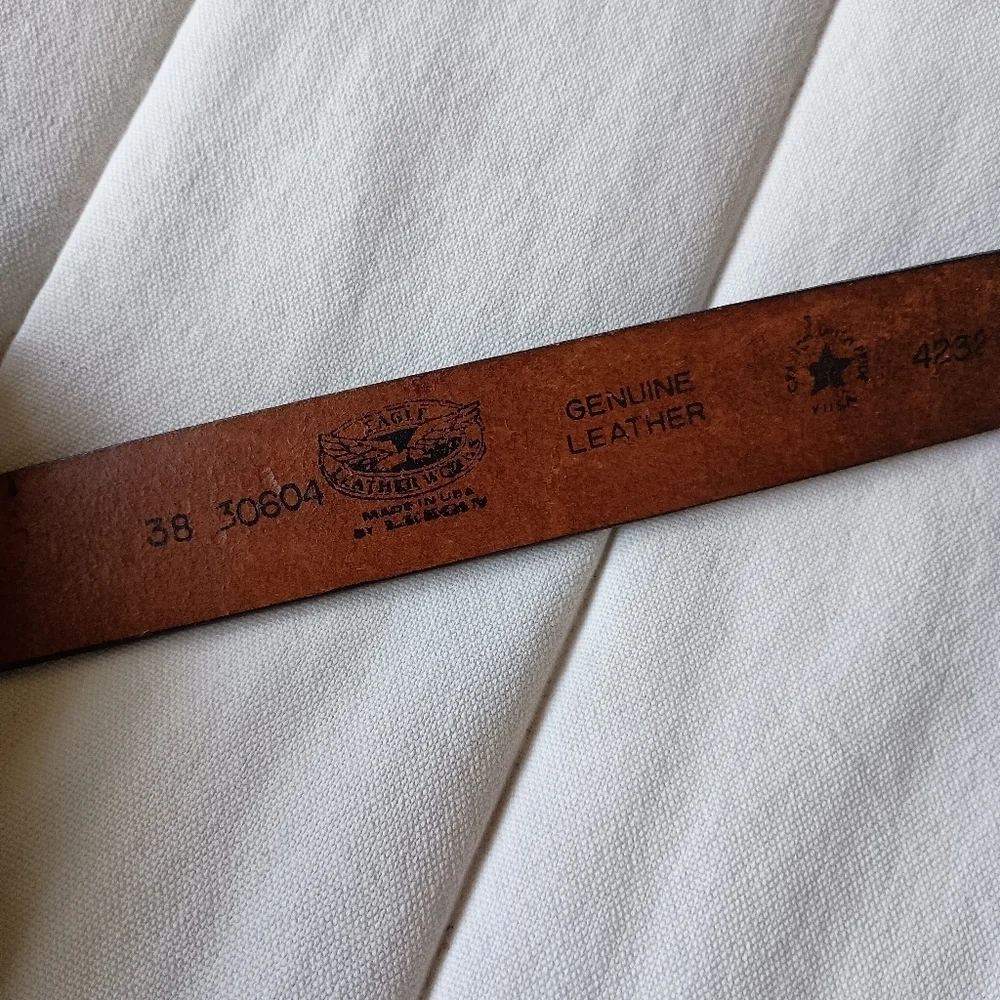Vintage Leegin Eagle Leather Brown Belt with Brass Buckle_38
